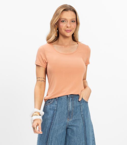 Blusa Feminina Viscotorcion Básica Rovitex Marrom