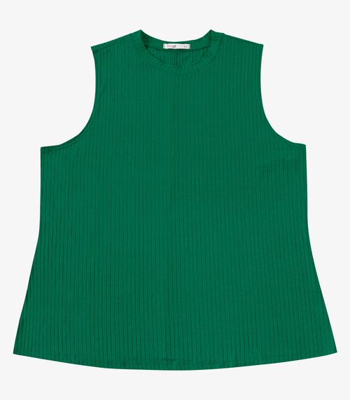 Regata Plus Size Em Ribana Canelada Secret Glam Verde