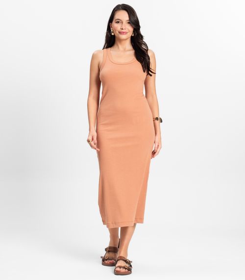 Vestido Midi em Ribana Rovitex Marrom