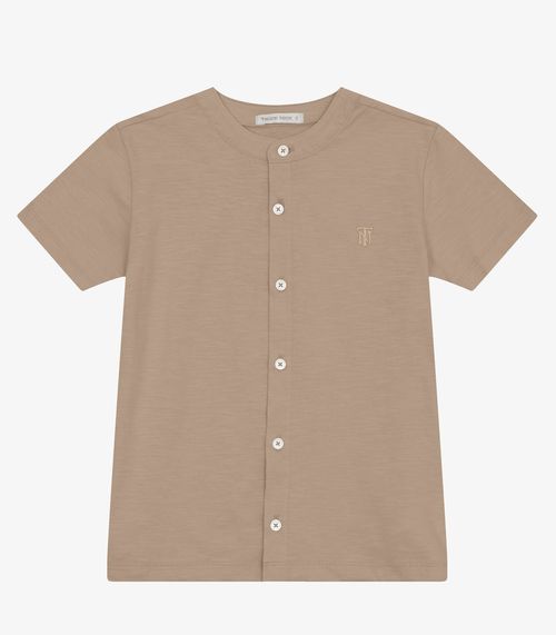 Camisa Menino em Meia Malha MaquinetaTrick Nick Marrom