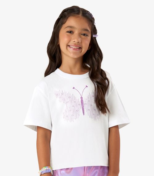 Conjunto Blusa com Shorts Cotton e Malha Rovi Kids Branco