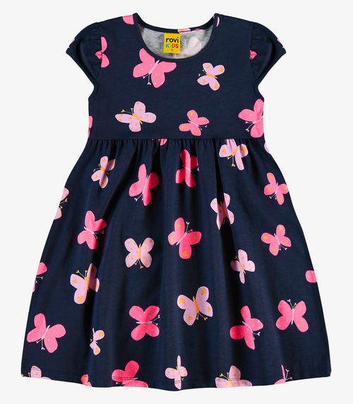 Vestido Menina Meia Malha Rovi Kids Azul