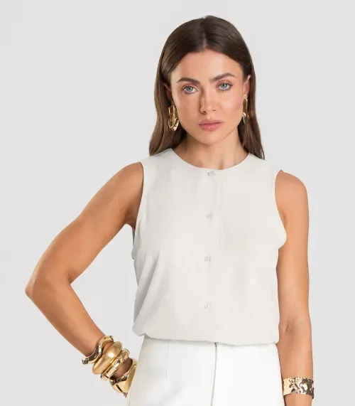 Colete Feminino em Tecido Viscose Dianna Bege