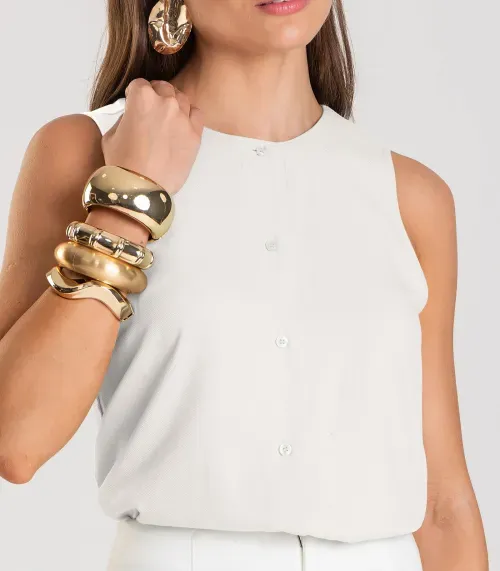 Colete Feminino em Tecido Viscose Dianna Bege