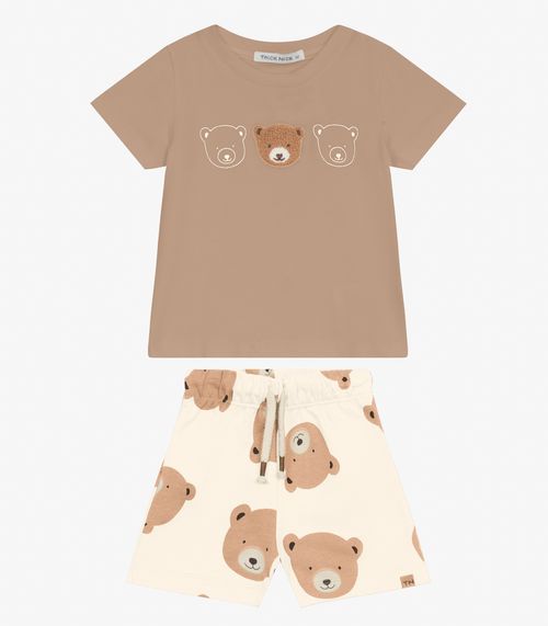 Conjunto Camiseta com Bermuda Menino Trick Nick Marrom