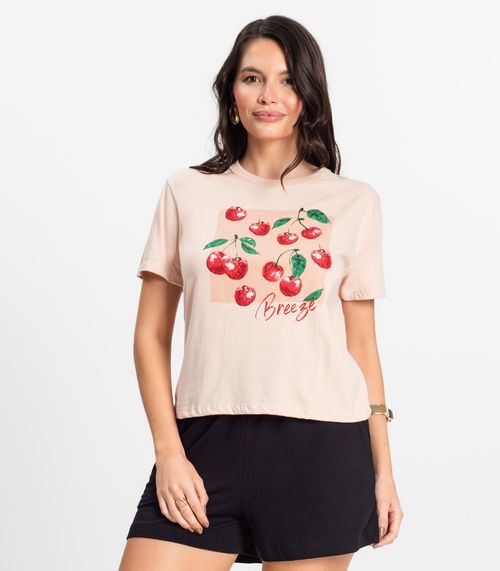 Camiseta Manga Curta Feminina Meia Malha Rovitex Rosa