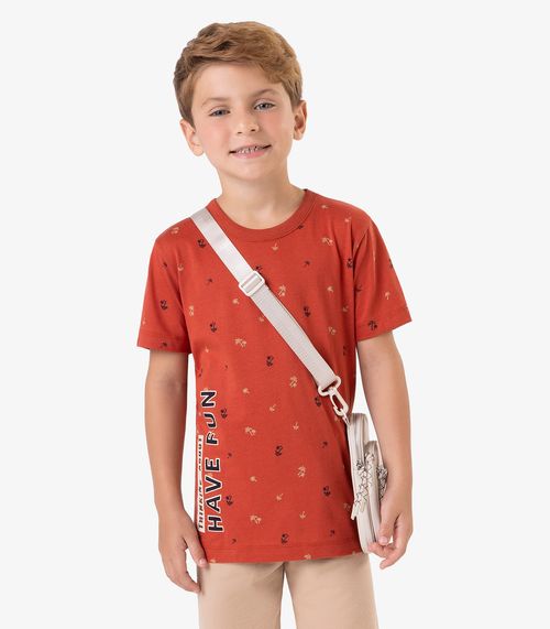 Camiseta Meia Malha Infantil Masculina Rovi Kids Laranja