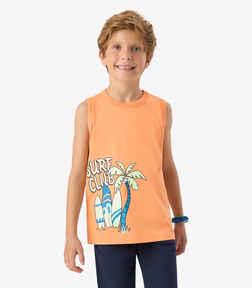 Camiseta Meia Malha Infantil Menino RoviKids Laranja