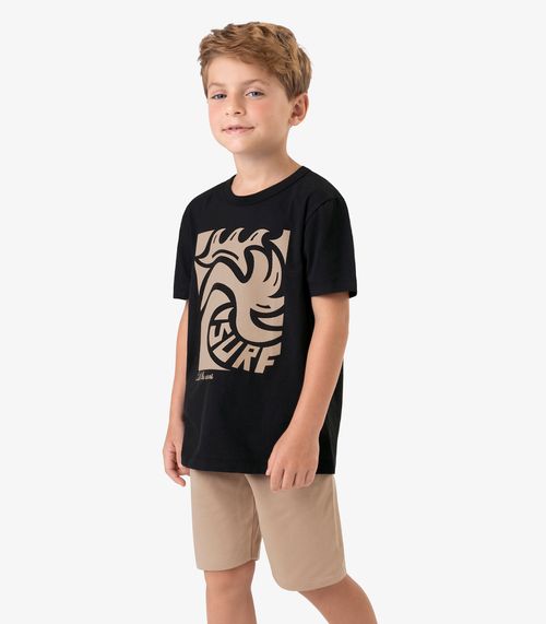 Conjunto Camiseta com Bermuda Meia Malha RoviKids Preto