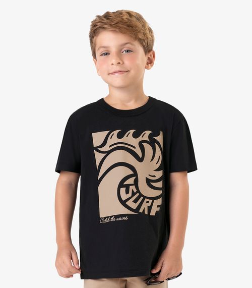 Conjunto Camiseta com Bermuda Meia Malha RoviKids Preto