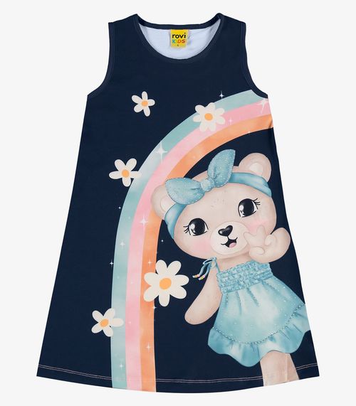 Vestido Poly Touch Meia Malha Rovi Kids Azul