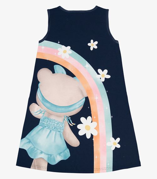 Vestido Poly Touch Meia Malha Rovi Kids Azul