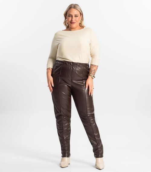 Legging Feminina Courino Plus Size Secret Glam Marrom