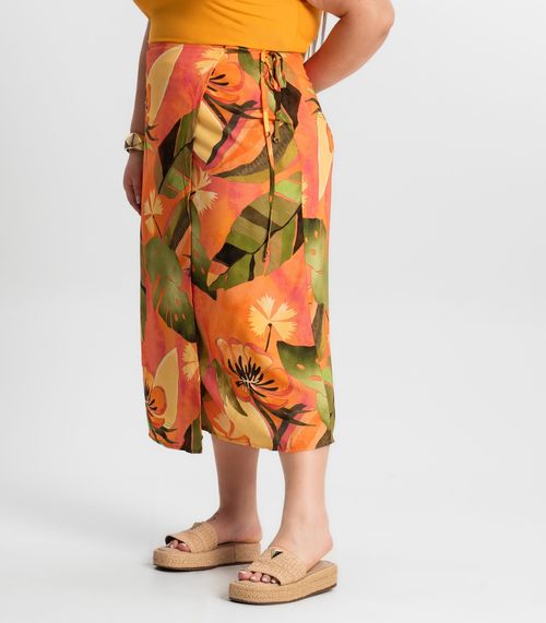 Saia Midi Plus Size Secret Glam Laranja