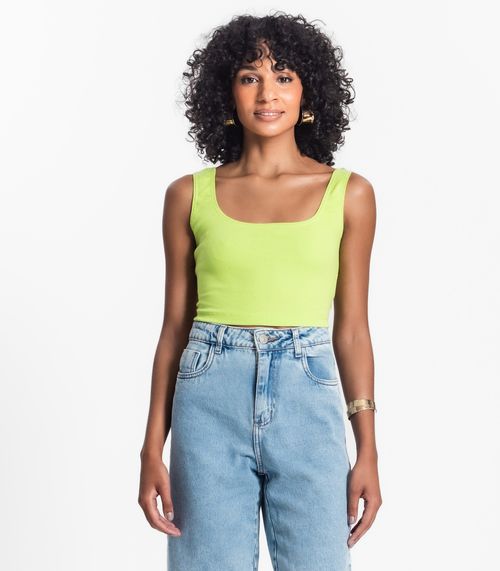 Top Cropped Ribana Básico Rovitex Verde