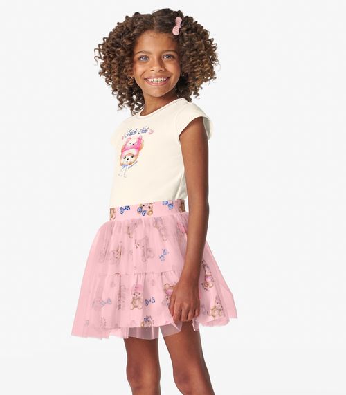 Conjunto Menina Blusa com Saia Trick Nick Off White