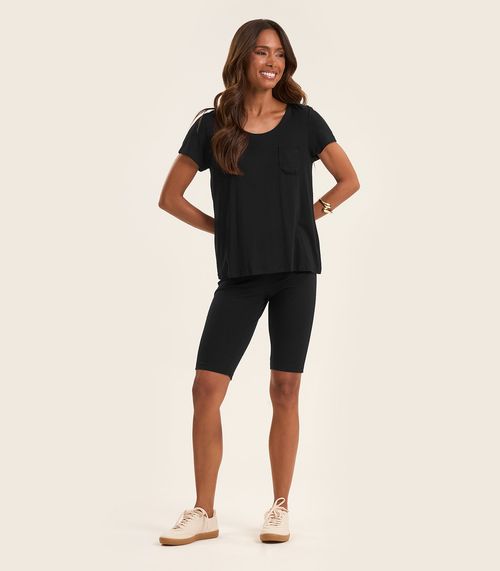 Bermuda Ciclista Feminina em Cotton Pesado Rovitex Preto