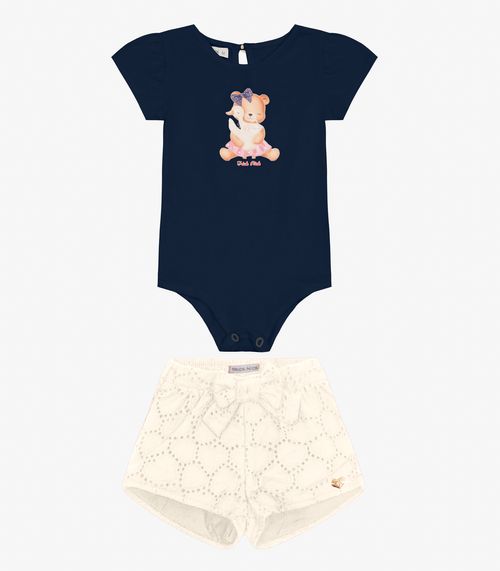 Conjunto Infantil Body com Shorts Trick Nick Azul Marinho