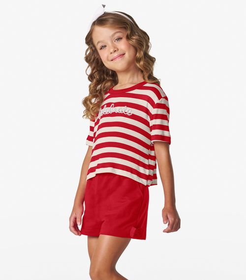 Conjunto Blusa com Shorts em Ribana 2x1 Trick Nick Vermelho