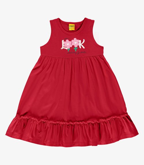 Vestido Feminino Meia Malha Rovi Kids Vermelho