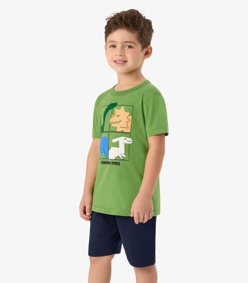 Conjunto Infantil Camiseta com Bermuda Rovi Kids Verde