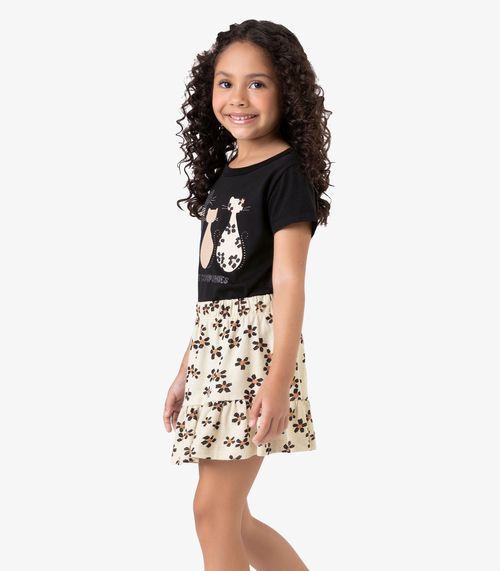 Conjunto Blusa com Saia infantil Rovi Kids Preto