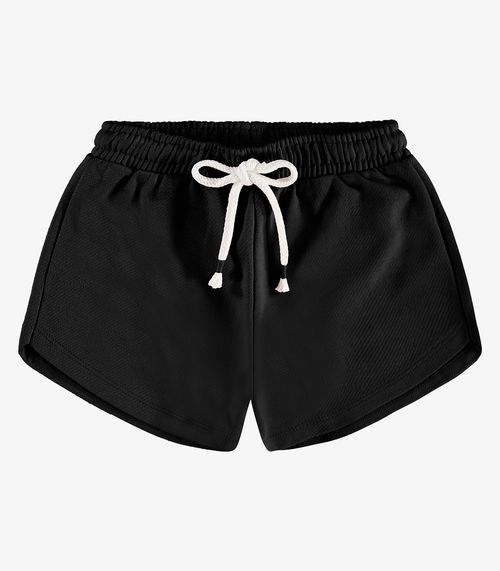 Shorts Infantil em Moletom Sarjado Rovi Kids Preto