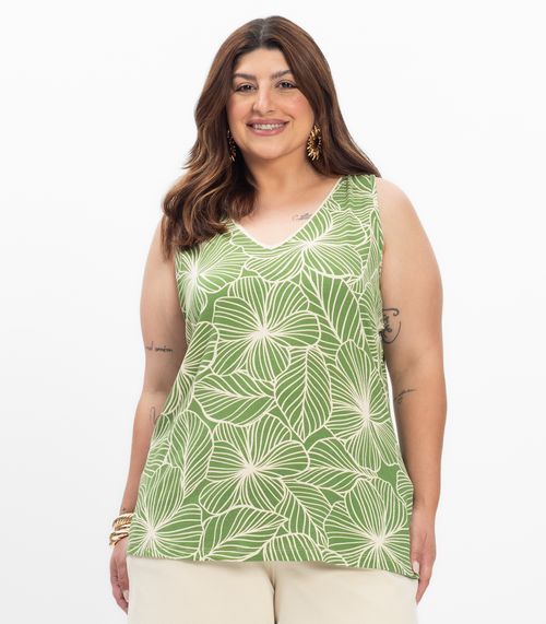 Regata em Viscose Feminina Plus Size Secret Glam Verde