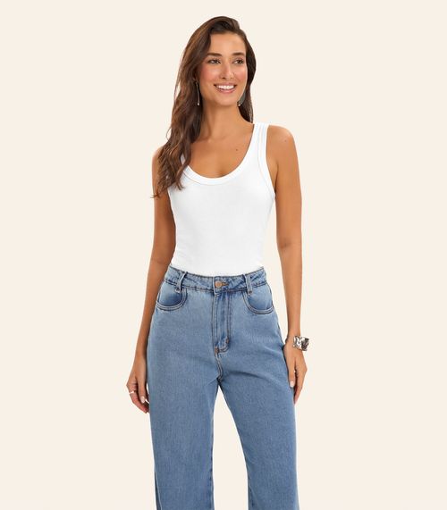 Regata em Ribana de Viscose Rovitex Branco