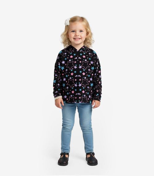 Moletom Infantil Menina Com Capuz Select Preto