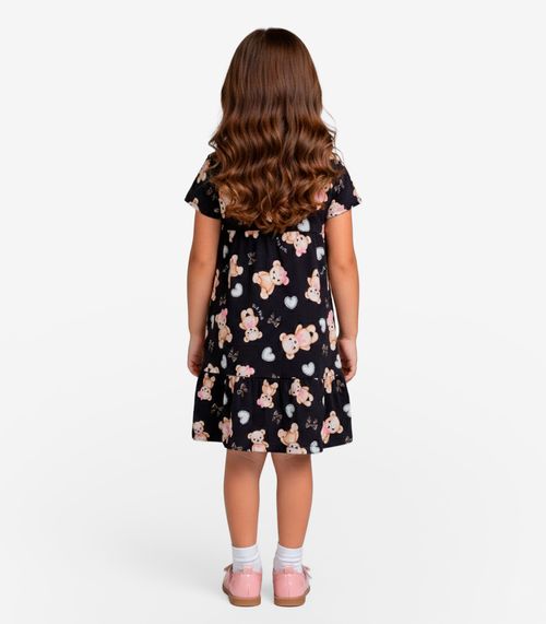 Vestido Curto Infantil Estampado Select Preto