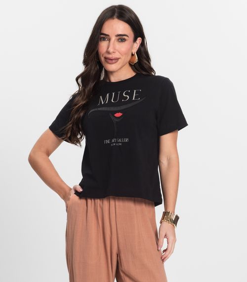 T- Shirt Feminina Manga Curta Endless Preto