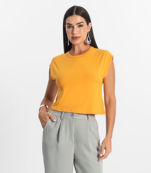 Blusa Básica Feminina Viscotorcion Rovitex Amarelo
