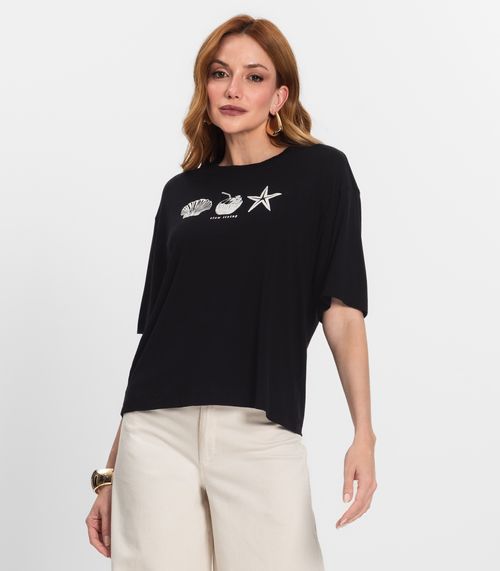 T- Shirt Feminina Manga Curta Endless Preto