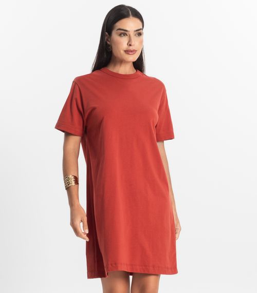 Vestido Básico T-Shirt Feminino Rovitex Vermelho