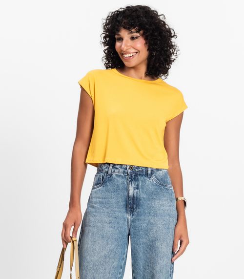 Blusa Básica Feminina Viscotorcion Rovitex Amarelo