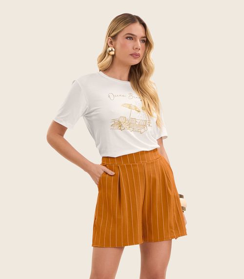 T- Shirt Feminina Manga Curta Endless Bege