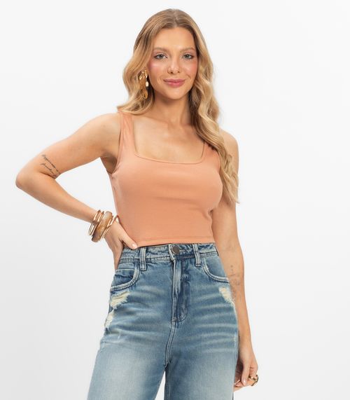 Top Básico Feminino em Ribana Rovitex Marrom