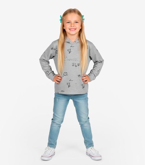 Blusão Infantil Menina Com Capuz Select Cinza