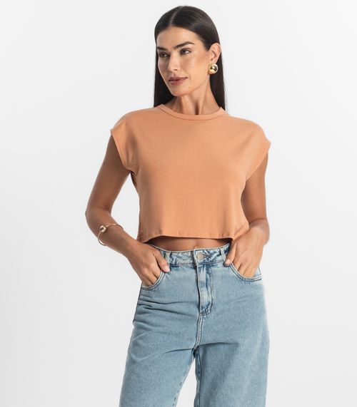 Blusa Básica Feminina Viscotorcion Rovitex Marrom