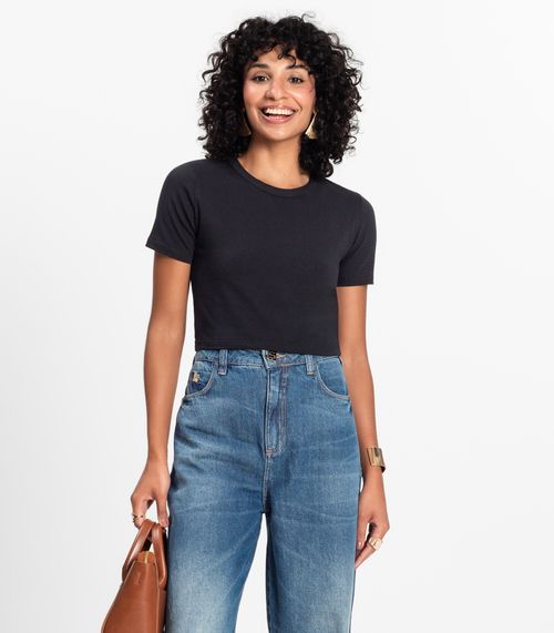 Blusa Básica Feminina Cotton Leve Rovitex Preto