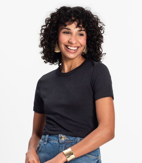 Blusa Básica Feminina Cotton Leve Rovitex Preto