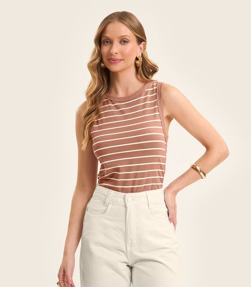 Regata Feminina em Cotton Leve Rovitex Marrom