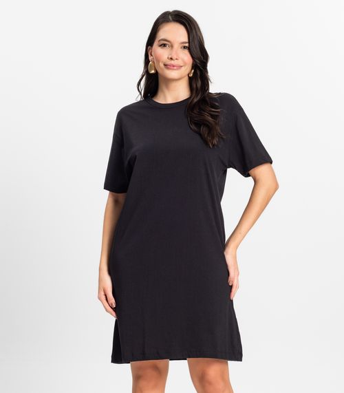 Vestido Básico T-Shirt Feminino Rovitex Preto