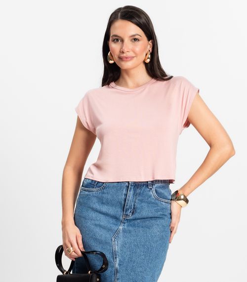 Blusa Básica Feminina Viscotorcion Rovitex Rosa