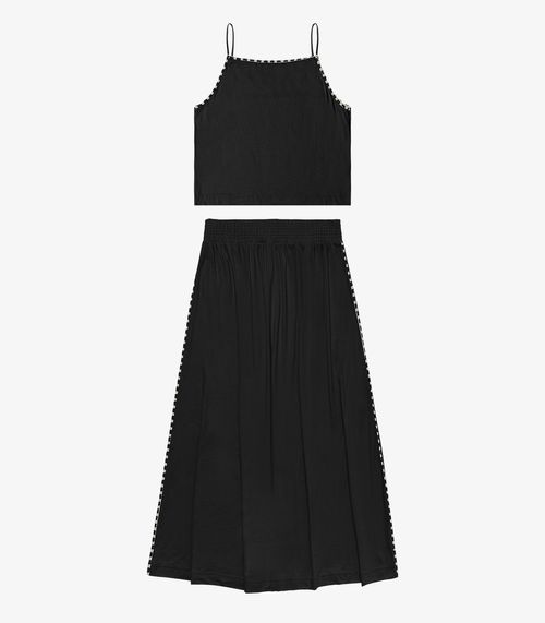 Conjunto Feminino Blusa Com Saia Midi Endless Preto