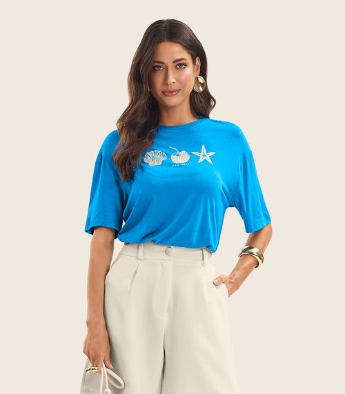 T- Shirt Feminina Manga Curta Endless Azul