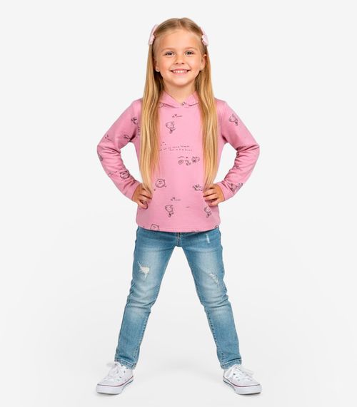 Blusão Infantil Menina Com Capuz Select Rosa