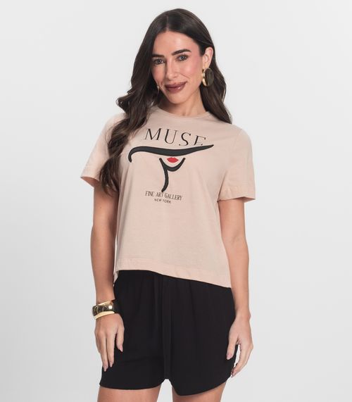 T- Shirt Feminina Manga Curta Endless Rosa