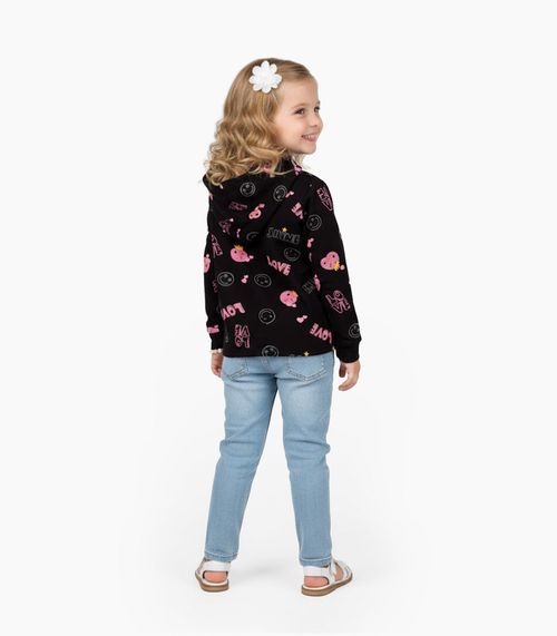 Blusão Infantil Menina Com Capuz Select Preto